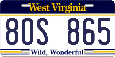 WV license plate 8OS865