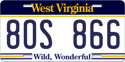 WV license plate 8OS866