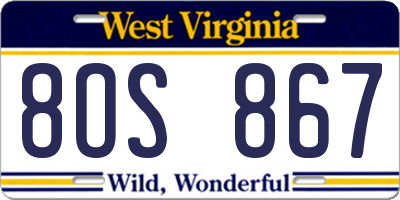 WV license plate 8OS867