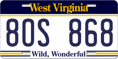 WV license plate 8OS868