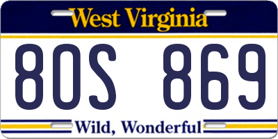 WV license plate 8OS869