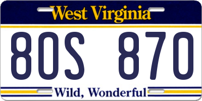 WV license plate 8OS870