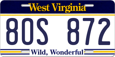 WV license plate 8OS872