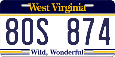 WV license plate 8OS874