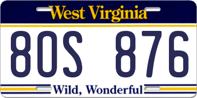 WV license plate 8OS876