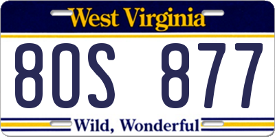 WV license plate 8OS877