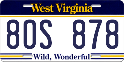 WV license plate 8OS878