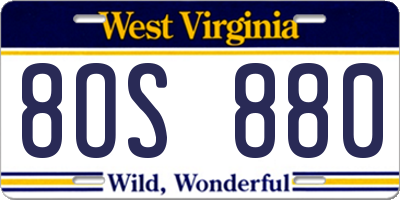WV license plate 8OS880