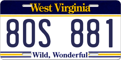 WV license plate 8OS881