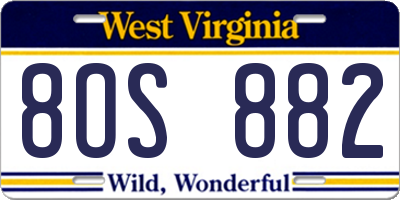 WV license plate 8OS882