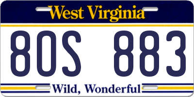 WV license plate 8OS883