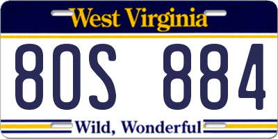 WV license plate 8OS884