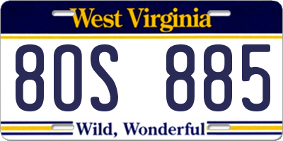 WV license plate 8OS885