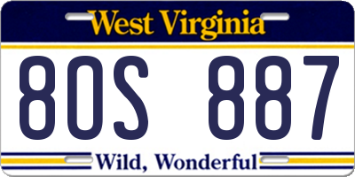 WV license plate 8OS887