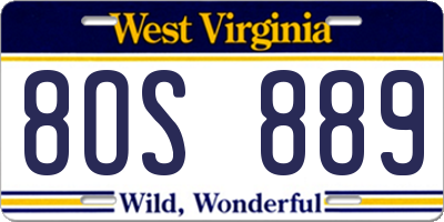 WV license plate 8OS889