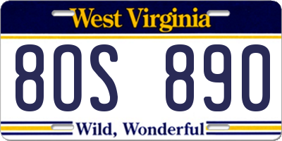 WV license plate 8OS890