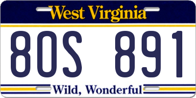 WV license plate 8OS891