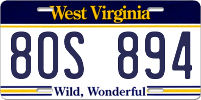 WV license plate 8OS894