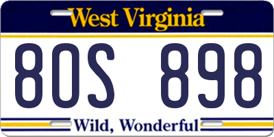 WV license plate 8OS898