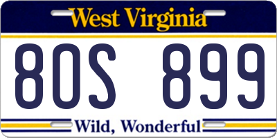 WV license plate 8OS899