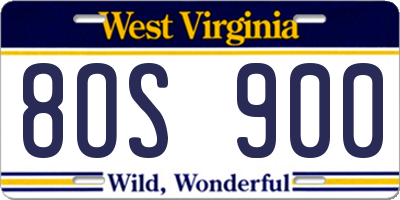 WV license plate 8OS900