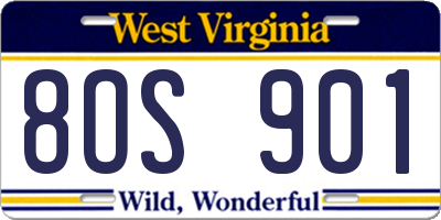 WV license plate 8OS901