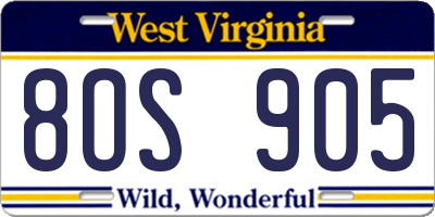 WV license plate 8OS905