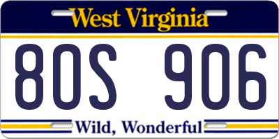 WV license plate 8OS906
