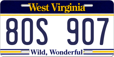 WV license plate 8OS907