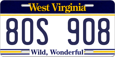 WV license plate 8OS908