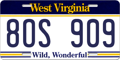 WV license plate 8OS909