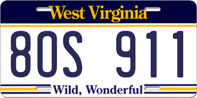 WV license plate 8OS911