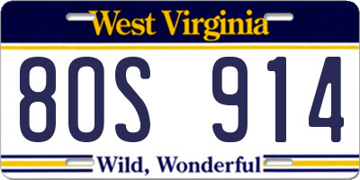 WV license plate 8OS914