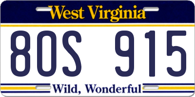 WV license plate 8OS915