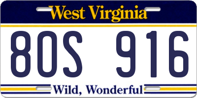 WV license plate 8OS916