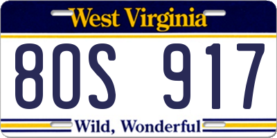 WV license plate 8OS917