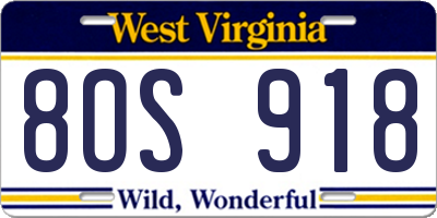 WV license plate 8OS918