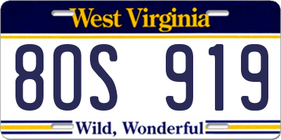 WV license plate 8OS919
