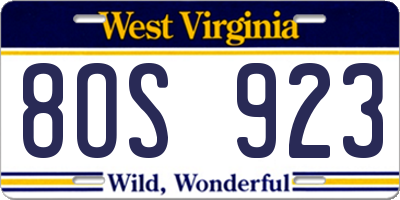 WV license plate 8OS923