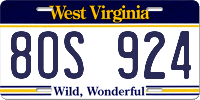 WV license plate 8OS924