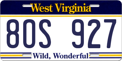 WV license plate 8OS927