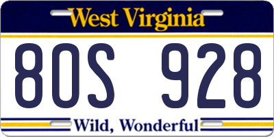 WV license plate 8OS928
