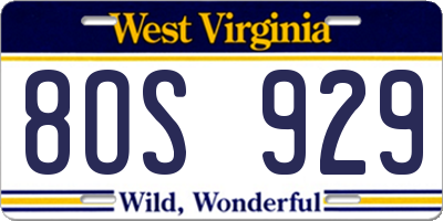 WV license plate 8OS929