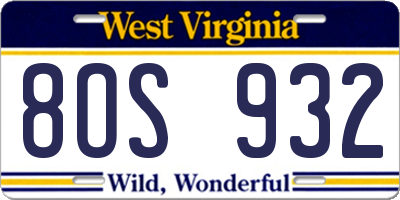 WV license plate 8OS932
