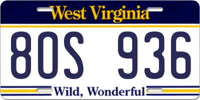 WV license plate 8OS936