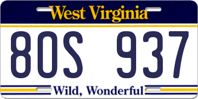 WV license plate 8OS937