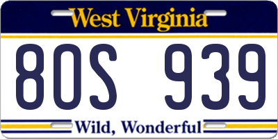 WV license plate 8OS939