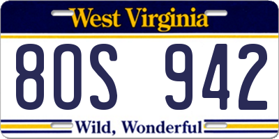 WV license plate 8OS942