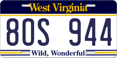 WV license plate 8OS944