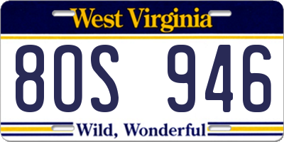 WV license plate 8OS946
